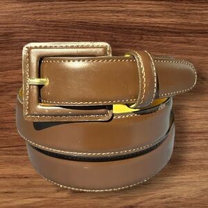 BROOKS BROTHERS Leather Belt Dark Brown Square Buckle Size Large